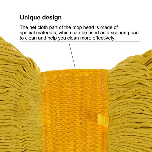 Image of Mop Head Replacement,Commercial Mop Heads,Cotton Washable Industrial Mop Head,6 Inch Heavy Duty Mop Heads,Wet Industrial Cleaning Mop Head for Home,Industrial and Commercial Use Clean（Yellow）
