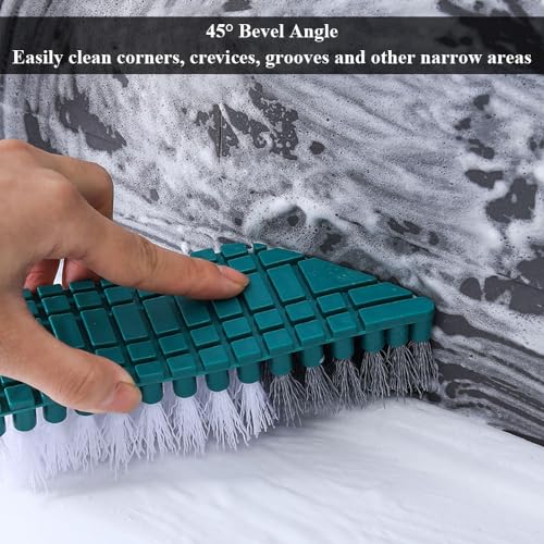Image of Bendable V-Shape Scrub Brush, Deep Cleaning Toilet Brush with Non-Slip Grip & Sturdy Nylon Bristles, Green, Plastic Handle, 6 inch x 2 inch x 1.5 inch, 1 Count