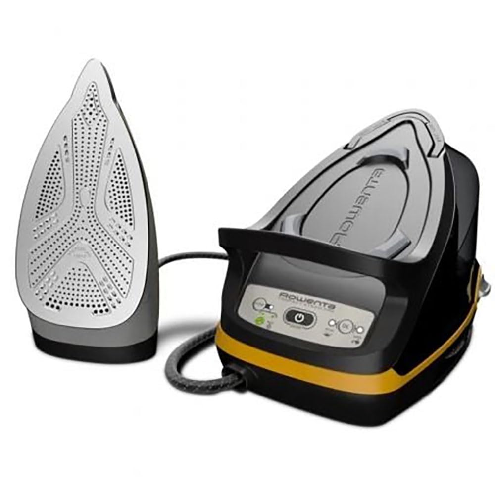 Rowenta Compact Steam Pro DG7644 - Plancha de vapor (2200, 1100 mililitros), color negro y amarillo