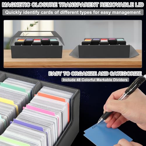 Image of AOBOPLE Trading Card Storage Box,3900+Card Box Storage with 48 Dividers and 5 Foam Supporters PU Leather Magnetic Card Box for MTG TCG Magic and Sport Cards,Great Gift for Card Collectors