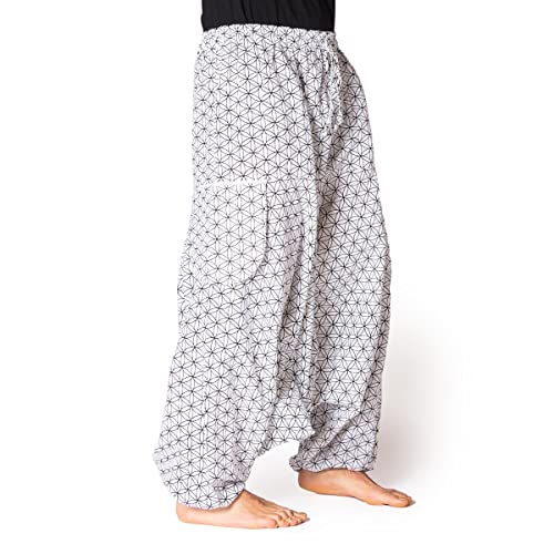 PANASIAM Aladin Pants 'geometrix', Flower of Life White, XL