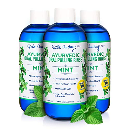 Dale Audrey | Oil Pulling Oil | Natural Mouthwash, 3 Pack | Mint | Ayurvedic, Whitens Teeth, Healthy Gums, (3) 8 oz Bottles | Organic, Vegan & Cruelty Free