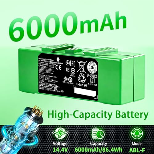 Image of 86.40Wh ABL-F for iRobot Battery Compatible with iRobot Roomba j7 j7+ i8 i8+ j5 j5+ e5 e6 i3 i3+ i4 i5 i6 i7 i7+ 7150 7156 7158 7550 7558 3150 3550 3556 e5152 e5154 e5158 6198 e6198 Series green