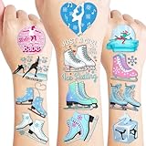 8 Sheets (97PCS) Ice Skating Skate Temporary Tattoos Theme Snow Winter Birthday Party Decorations Favors Supplies Decor Stickers For Kids Boys Girls Gifts School Prizes Rewards