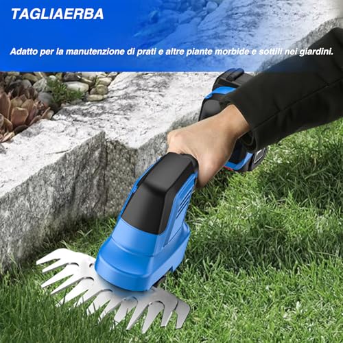 VOLTIX Tagliasiepi a batteria - Taglia siepi da giardino a batteria - Tagliasiepi elettrico con 2 batteria e Caricabatterie - Tagliasiepi portatile 2 in 1 - 2