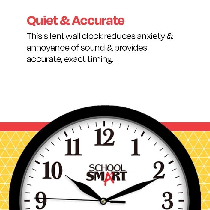 School Smart Silent Movement Wall Clock, 13 Inches, White Dial and Black Frame - SSG-0004 - Image 3