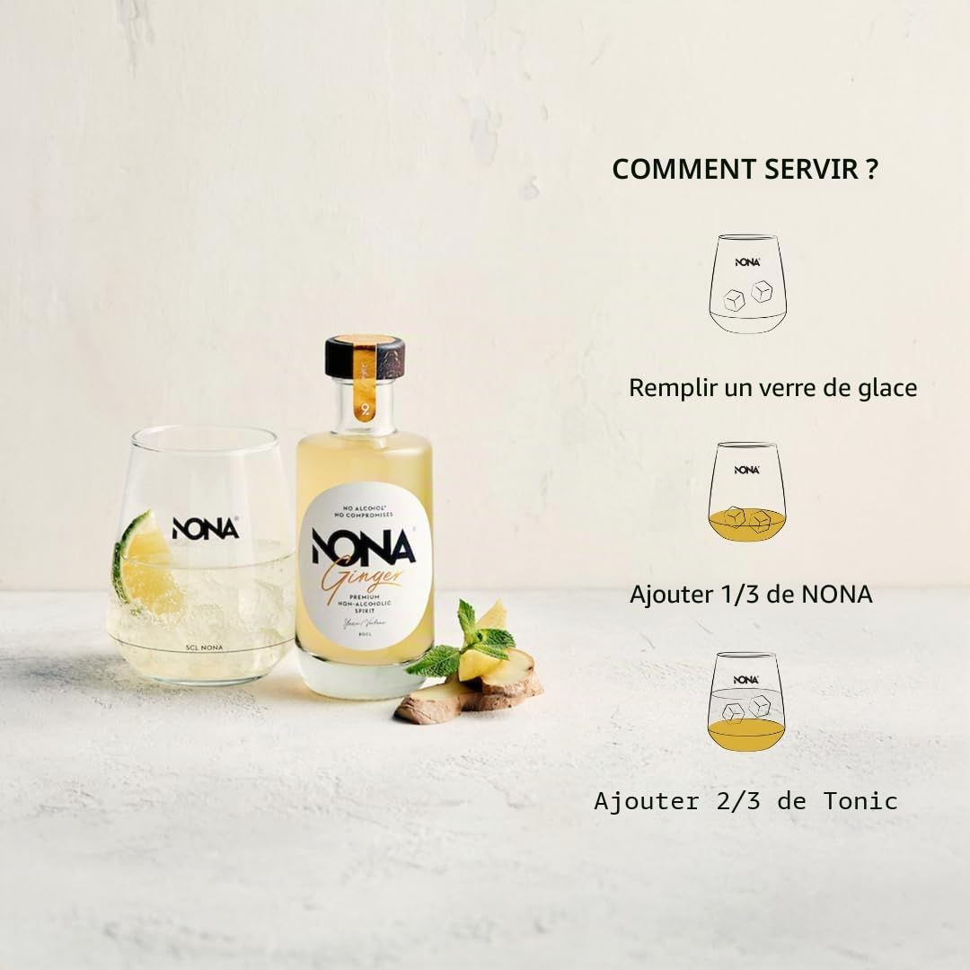NONA Coffret Dégustation 3x20cl | Spiritueux sans alcool: June, Spritz & Ginger | Avec livret de recettes | Idéal à offrir ou découvrir | 0% vol | Coffret premium aux 3 saveurs uniques