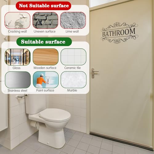 3 Vinilos adhesivos para puertas de despensa, lavandería y baño miniatura 3