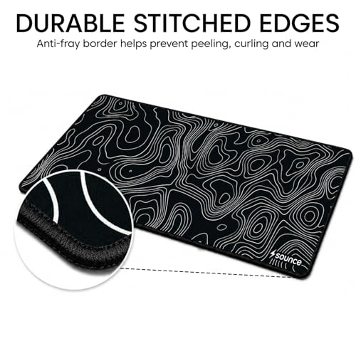 Image of Sounce Large Gaming Mouse Pad 70 x 30 cm, Extended XL Desk Mat with Non-Slip Rubber Base & Stitched Edges, Smooth Surface for Laptop, PC, Computer, Office & Gaming (Black Dazzle)