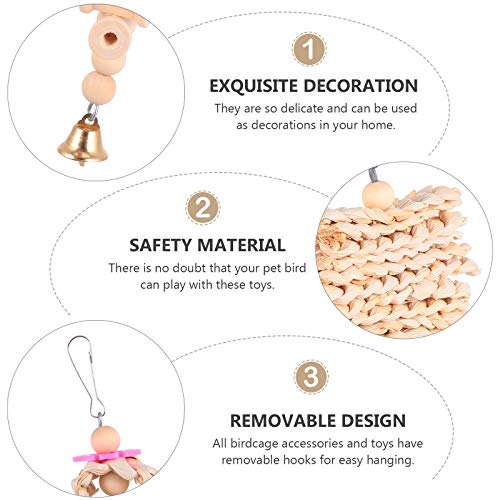 8 unidades kit de brinquedos para papagaio, pássaro, animal de estimação, escada suspensa de madeira