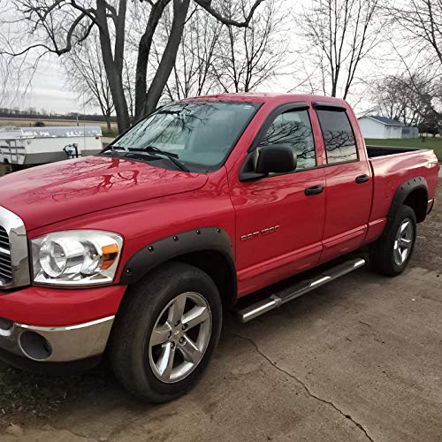 Oxgord Fender Flares Compatible With 02-08 Dodge Ram 1500 2500 3500 - Bolt On Pocket Rivet Style - Pick-Up Truck Accessories Trim Guards Re-Paintable Parts W/Hardware Kit (Pack Of 4) #TOP5