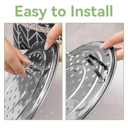 Image of Alark 2 PCS Stainless Steel Steamer Rack 7.67 Inch Round Detachable Steam Tray With 3 Removable Stand V Shaped Expandable Plate Pressure Cooker Kadai Compatible Vegetable Food & Bread Steaming Rack