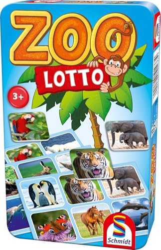 Schmidt Spiele 51433 Zoo Lotto, Bring Me mit Spiel in der Metalldose, bunt