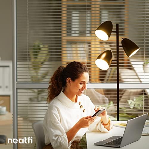 Neatfi 159CM Modern Tree Style LED Floor Lamp, 9W Warm Light Mode, 700 Lumens, 3000K Color Temperature with 3 Adjustable Metal Lampshades for Living Room, Bedroom and Office Settings (Black)