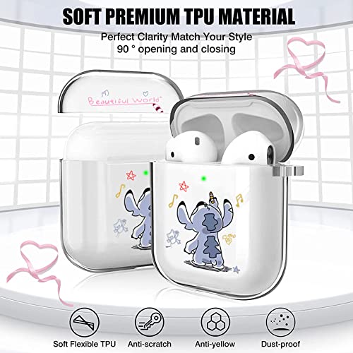 Cute Case For Airpods 1/2 Clear With Lovely Anime Blue Big Ear Dog Design Kawaii Keychain For Women Girls Kids Protective Skin Slim Soft Silicone Tpu Airpod Cover For Airpods 2Nd &1St Generation #TOP1