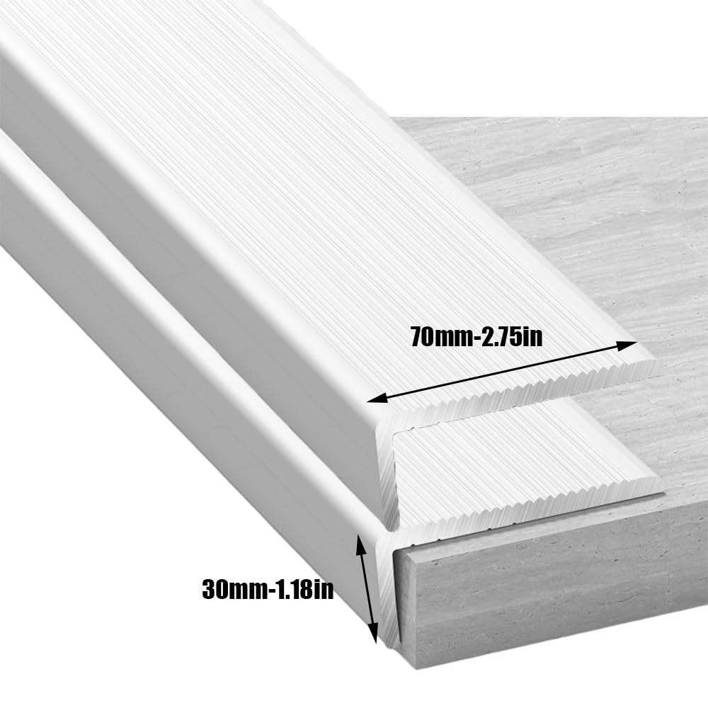 Protección De Borde De Escalera En Forma De L 90cm 120cm 150cm Moldura De Aluminio Para Escalones Exteriores, Tiras Protectoras Antideslizantes(Beige,90cm/36in)