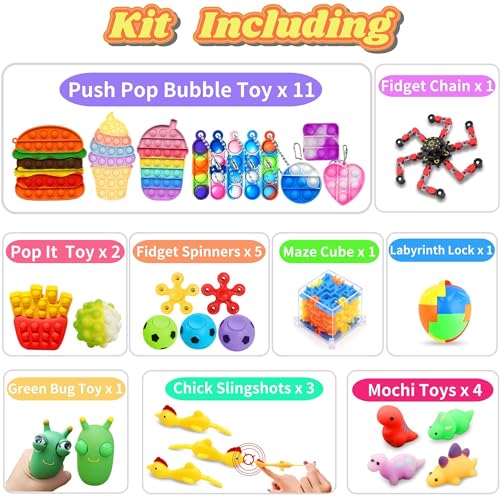 Paochocky Fidget Toys Set-59PCS Anti Stress Toys, Angst Relief Finger Toys, Stress-Angst Relief Spielzeug für Kinder und Erwachsene, Anti Stress Spielzeug Set für Kinder Geburtstagsfeier