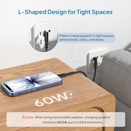 Image of Elebase for Google Pixel 9 8 USBC Charger Cable 6.6FT with USB Adapter,90 Degree USB Type C Fast Power Charging Cord Line for Google Pixel 7,MacBook,iPad 10th,iPhone Air 17 16 16e 15 Pro Max,Car