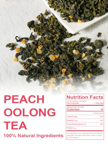 Image of TeeLux White Peach Oolong Loose Leaf Tea, Tie Guan Yin, Peach Aroma, 5.3 oz