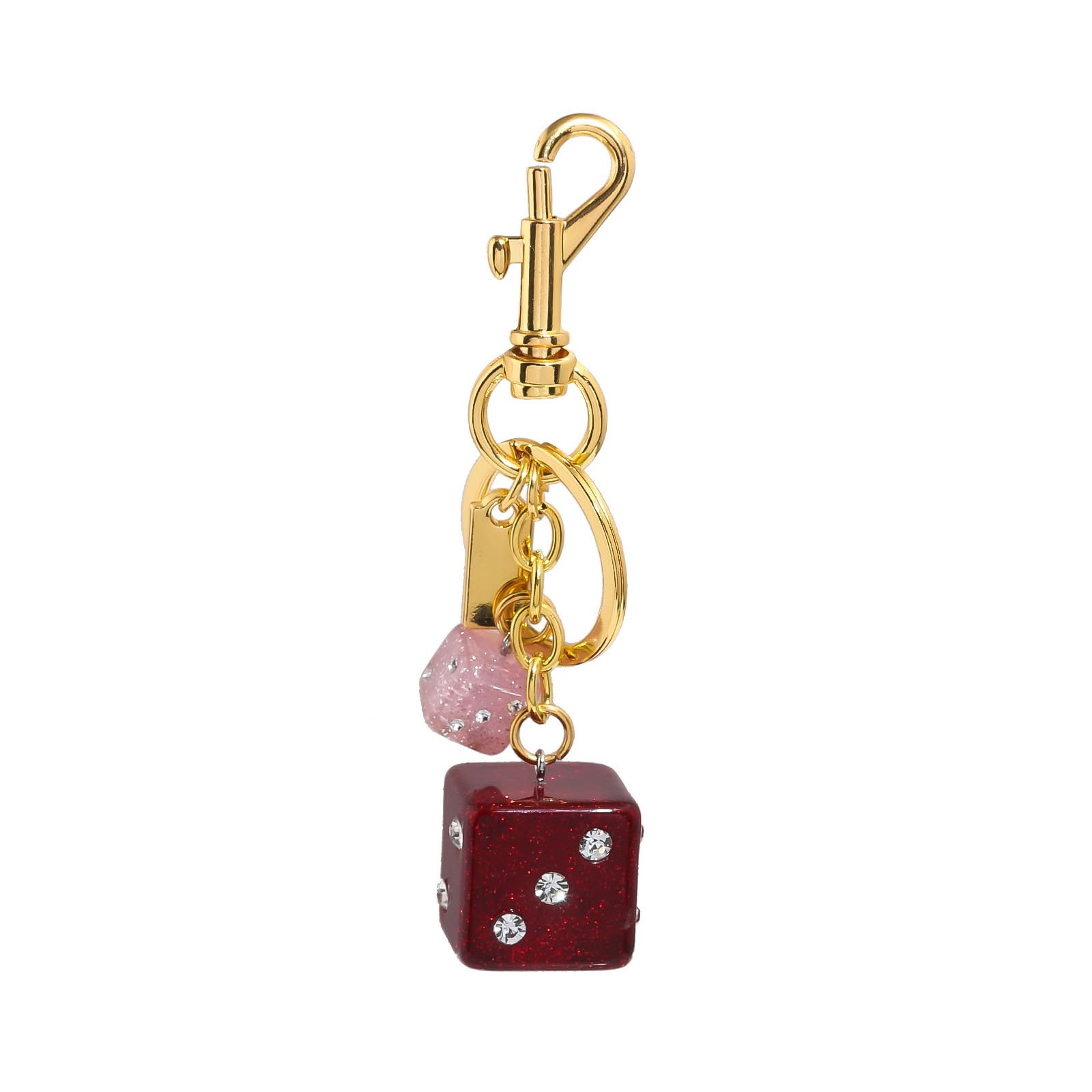 Xnqelerate Dice Keychain, Acrylic Metal Purse Bag Dice Charm, Cube Keyring Car Key Chain For Bag, Birthday, Souvenir, Gift (Dice B)