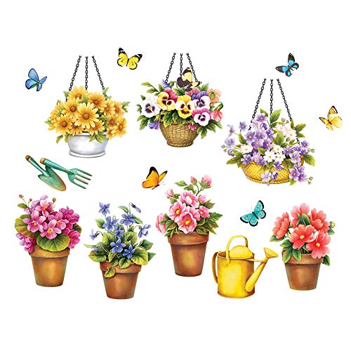 Collections Etc Garden Garage Door Magnets - Set of 15, Includes Potted Flowers, Garden Tools and Butterflies, Removable and Reusable Outdoor Decorative Accents