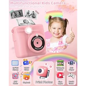 Instant Print Camera for Kids with 3 Rolls of Printer Paper, 1080P Toddler Digital Camera Toys for Age 3-12 with 32GB SD Card, Christmas & Birthday Gifts for 3 4 5 6 7 8 Year Old Girls & Boys (Pink) Instant Print Camera for Kids with 3 Rolls of Printer Paper 1080P Toddler Digital Camera Toys for Age 3 12 with 32GB SD Card Christmas Birthday Gifts for 3 4 5 6 7 8 Year Old Girls Boys Pink