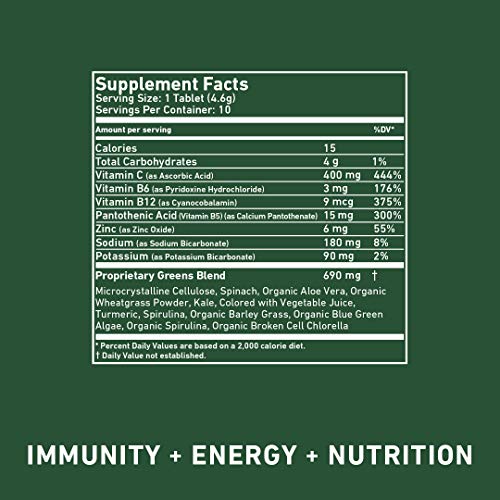 8Greens Immunity and Energy Effervescent Tablets - Packed with 8 Powerful Super Greens (1 Tube / 10 Tablets)