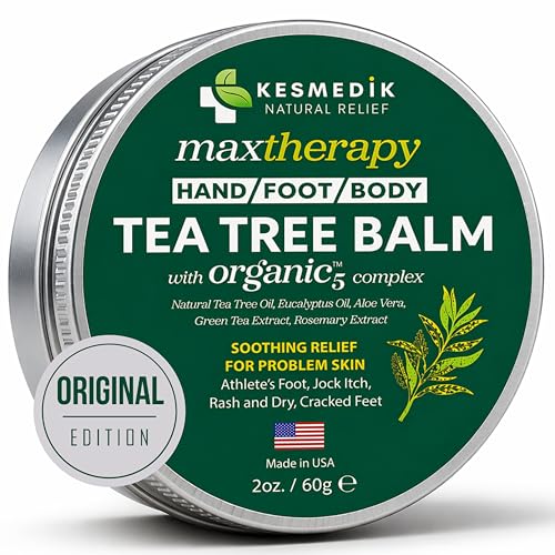 KESMEDIK Tea Tree Oil Balm for Skin, Soothes Itching, Rashes & Dry Skin, Antifungal Defense for...