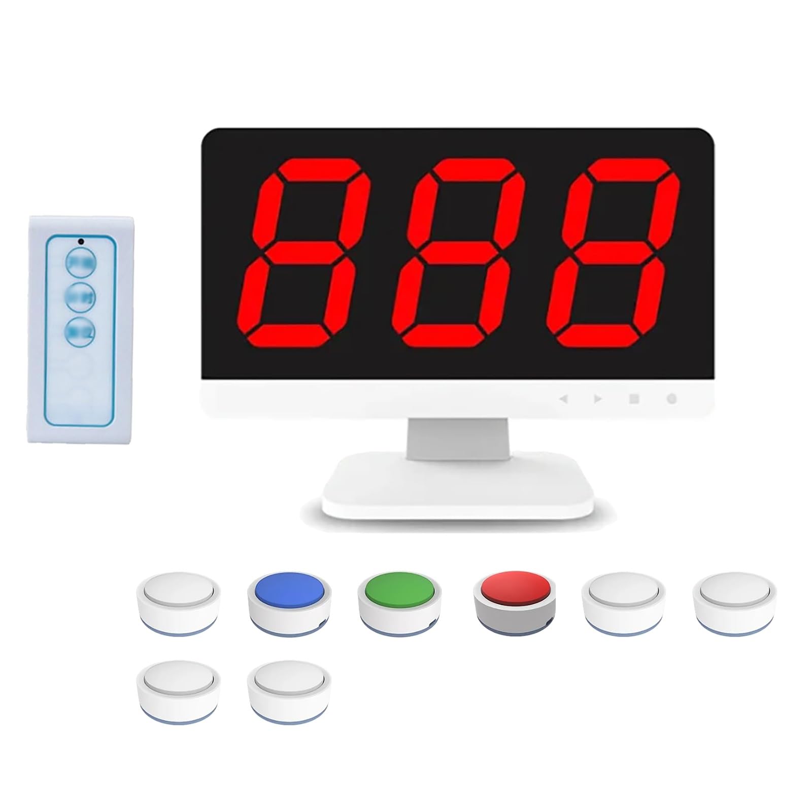Sistema de zumbador inalámbrico para juegos de respuestas, sistema inteligente de juego de preguntas con control remoto, 1 monitor y 3-16 zumbadores, 3 modos de respuesta para espectáculo de juegos