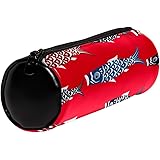 ペンケース 筆箱 学生 文房具 子供 レディース 赤 魚 鯉のぼり ペン ポーチ 収納バッグ ファスナー PUレザー オシャレ かわいい 通勤 通学 丸型 女の子 男の子