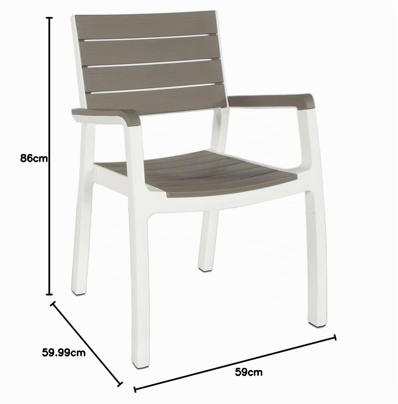 Keter Harmony - Set di 2 sedie impilabili per interni ed esterni, per sala da pranzo e intrattenimento, 2 pezzi, colore cappuccino e bianco