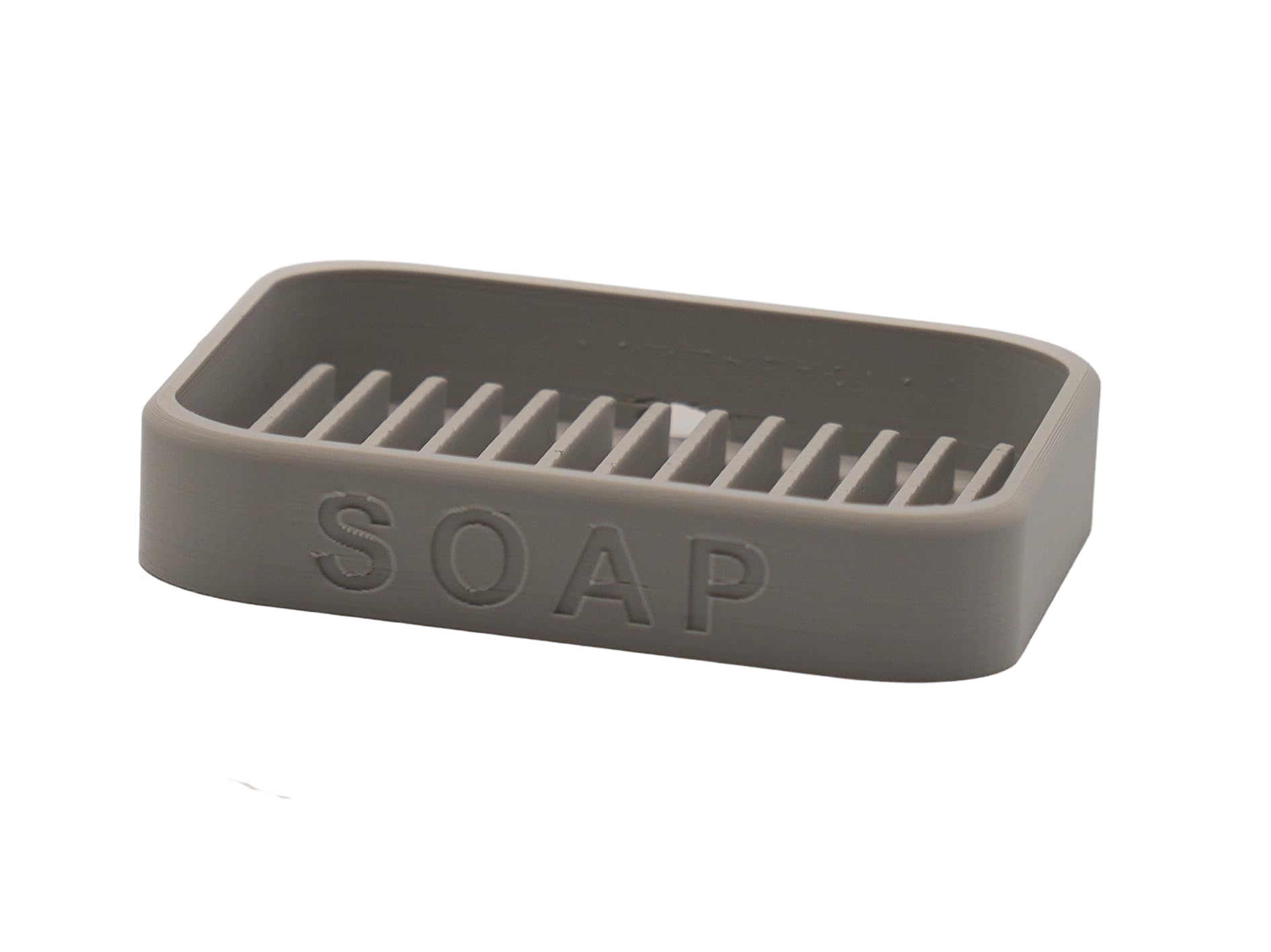 Modern Soap Dish, Bathroom Sink Holder with Drainage, 10.5 x 7 x 2 cm (Light Grey)