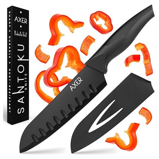 Axer Coltello Santoku Giapponese 18 cm - Coltello da Cucina Giapponese - Coltello da Chef Professionale - Chef Knife Santoku - Coltello Giapponese Professionale