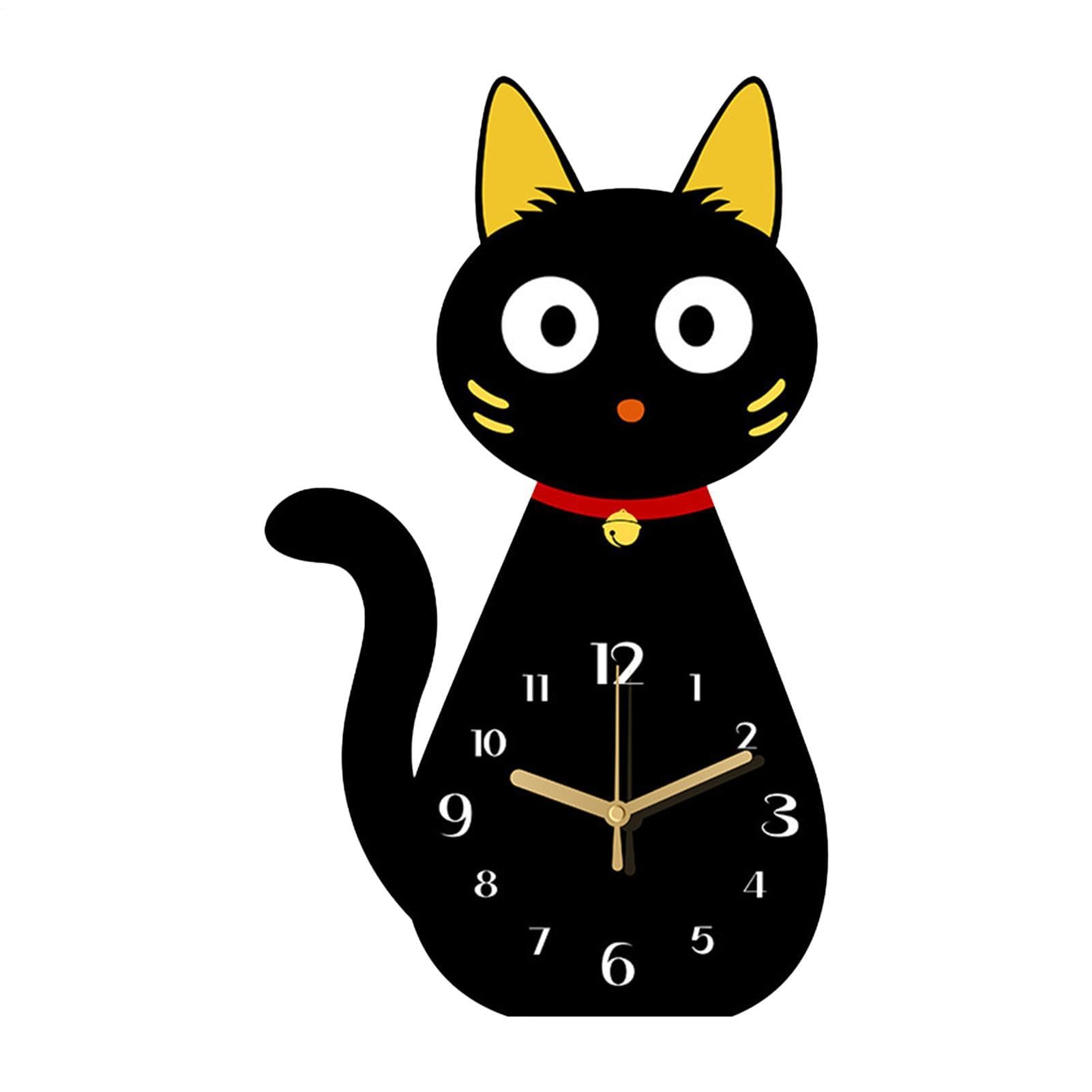 Reloj escritorio gato silencioso y decorativo para habitación infantil y oficina en casa