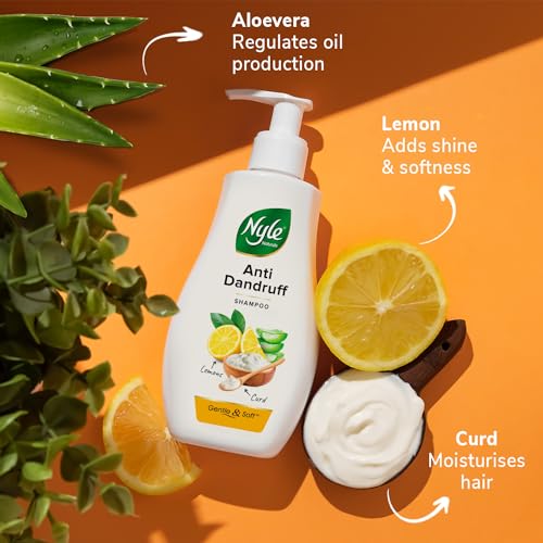 Image of Nyle Naturals Anti Dandruff Shampoo|For Dandruff Free Hair |Enriched With Curd & Lemon |Gentle & Soft Shampoo For Men & Women, 1L