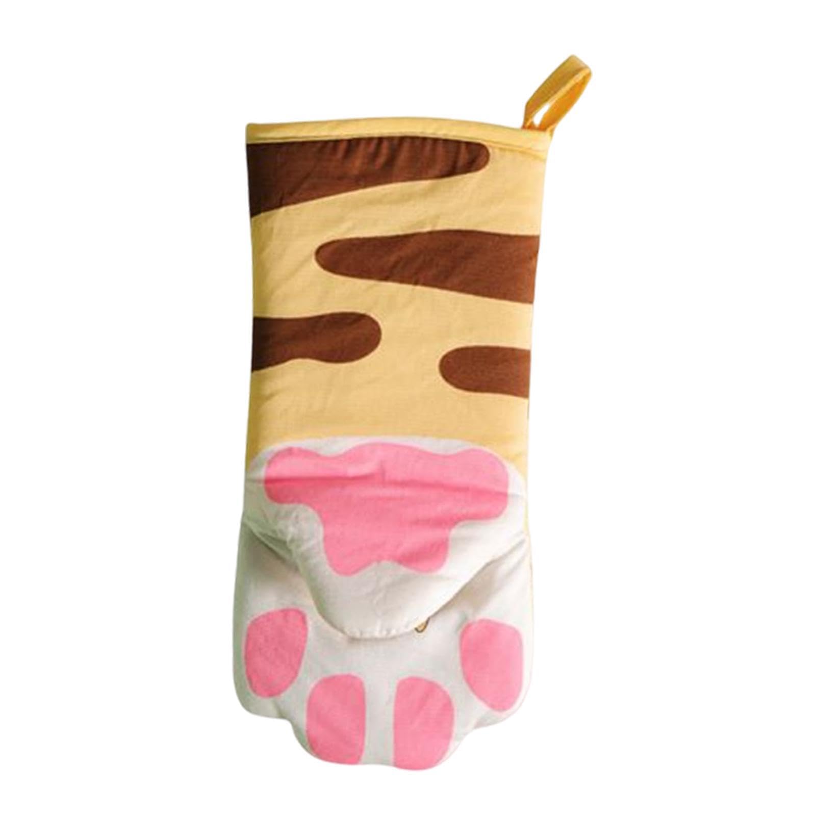 TWISAXC Thickened Insulation Gloves Cat Paw Print Oven Mitts Cooking Supplies Essential For Kitchen Enthusiasts Insulation Gloves Mat Cooking Baking Supplies