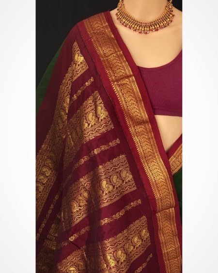 Image of South Cotton Gadwal Saree for Women | Celebrity Inspired Traditional Ethnic Wear | Chettinad & Kalyani Cotton Sarees | Soft Cotton Saree with Blouse Piece