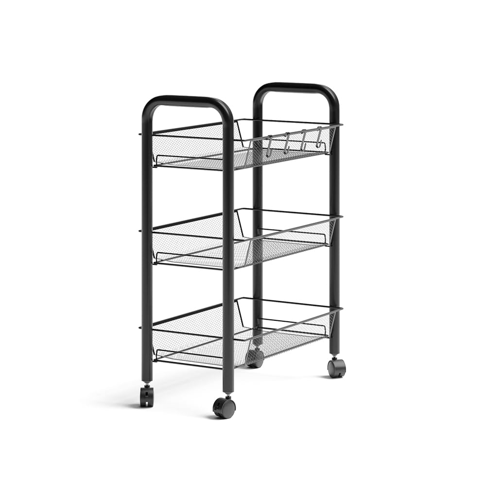 Vicco Rollcontainer Tarro, Schwarz, 45 x 64 cm mit 3 Ablagefächern, auf Rollen flexibel einsetzbar in verschiedenen Wohnbereichen