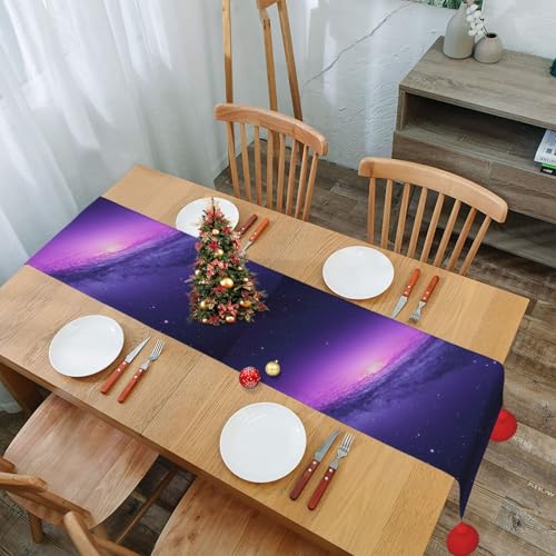 Chemin de table de Noël ciel étoilé violet textile de fête premium - 8