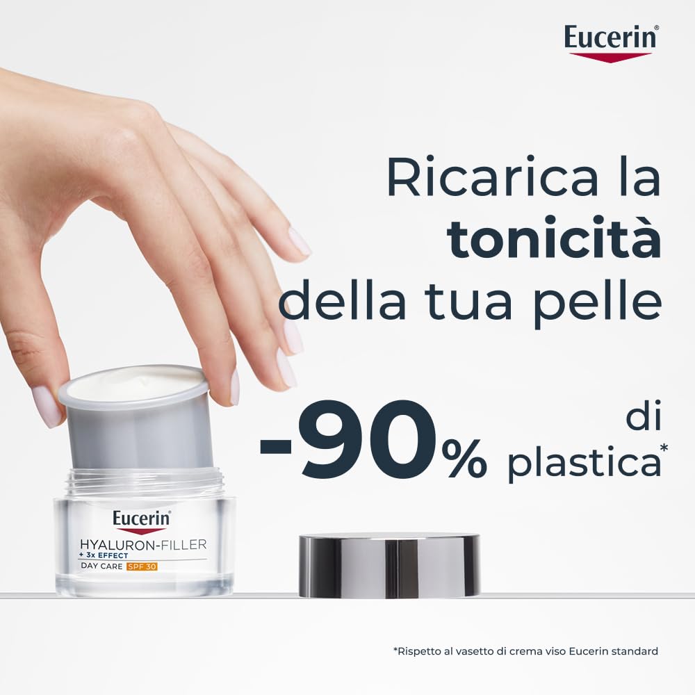 Eucerin Skincare Kit con Hyaluron-Filler Crema Giorno SPF 30 50 ml + Refill 50 ml, Crema viso antirughe e idratante e ricarica ecologica, Con Acido Ialuronico, Per tutti i tipi di pelle