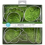 R&M International Sports Cookie Cutters, Baseball Cap, Bat, Glove, Football, Helmet, Sneaker, Circle, 7-Piece Set