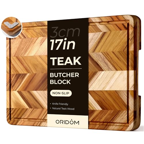 Tabla de cortar rectangular de madera de teca 43x32x3 cm miniatura 1