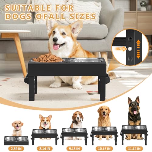 Elevated Dog Bowls Stand Large Breed, Height Adjustable Raised Dog Bowls Holder with 2 Stainless Steel Food Bowls for Small, Medium and Large Canine - Image 5