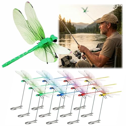 MrYotre 12Pcs Dragonfly Clips for Garden Decor, Realistic 3D Fake Dragonflies Decor for Outdoor Camping, Hiking, Fishing