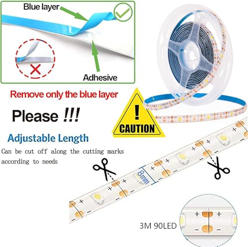 Tira de luces LED solar flexible 9.85 ft 90 LEDs blanca cálida miniatura 6