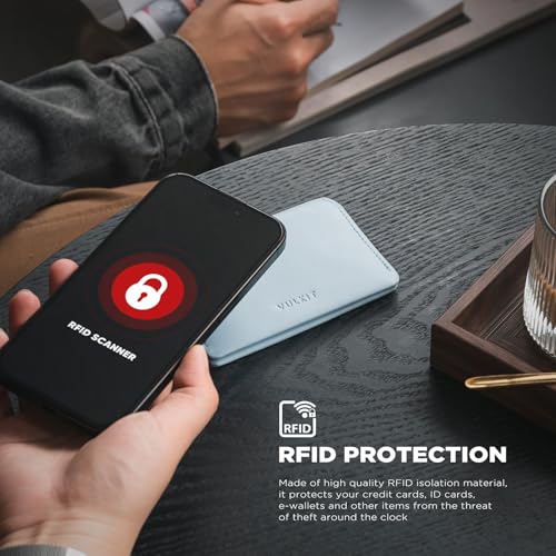 Image of VULKIT Slim Minimalist Card Holder RFID Blocking Leather Credit Card Holder Front Pocket Wallet Magnetic Closure