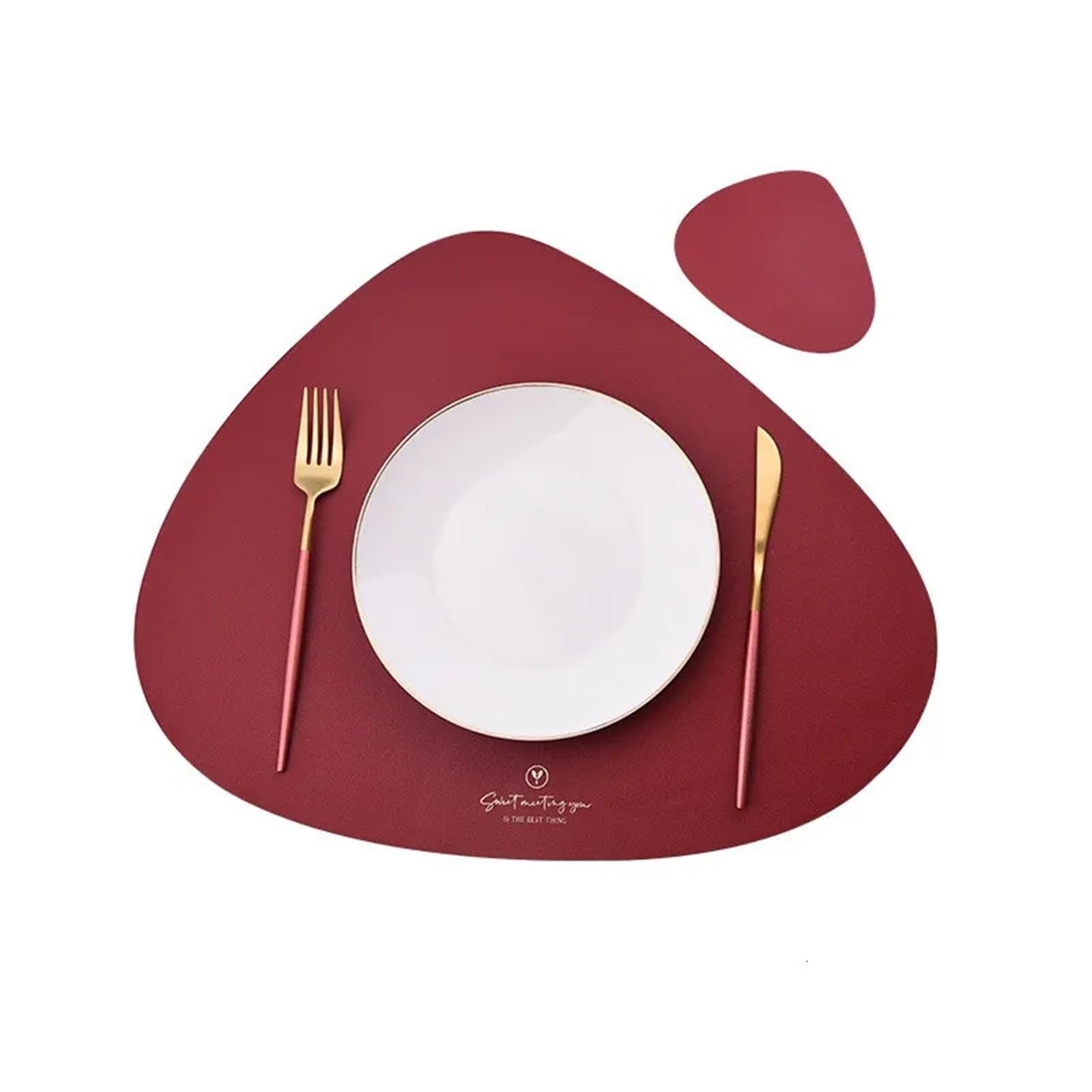 Placemats And Coaster Sets Faux Leather Placemats Set of 2 and Coasters Dining Table Waterproof Wipeable Washable(Color 4)