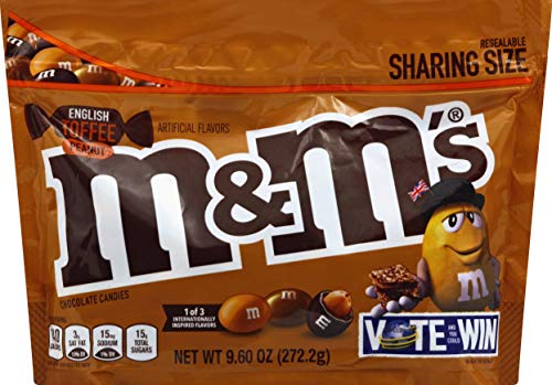 M&M's Chocolate Candy Flavor Vote English Toffee Peanut Sharing Size, 9.6 Ounce Bag