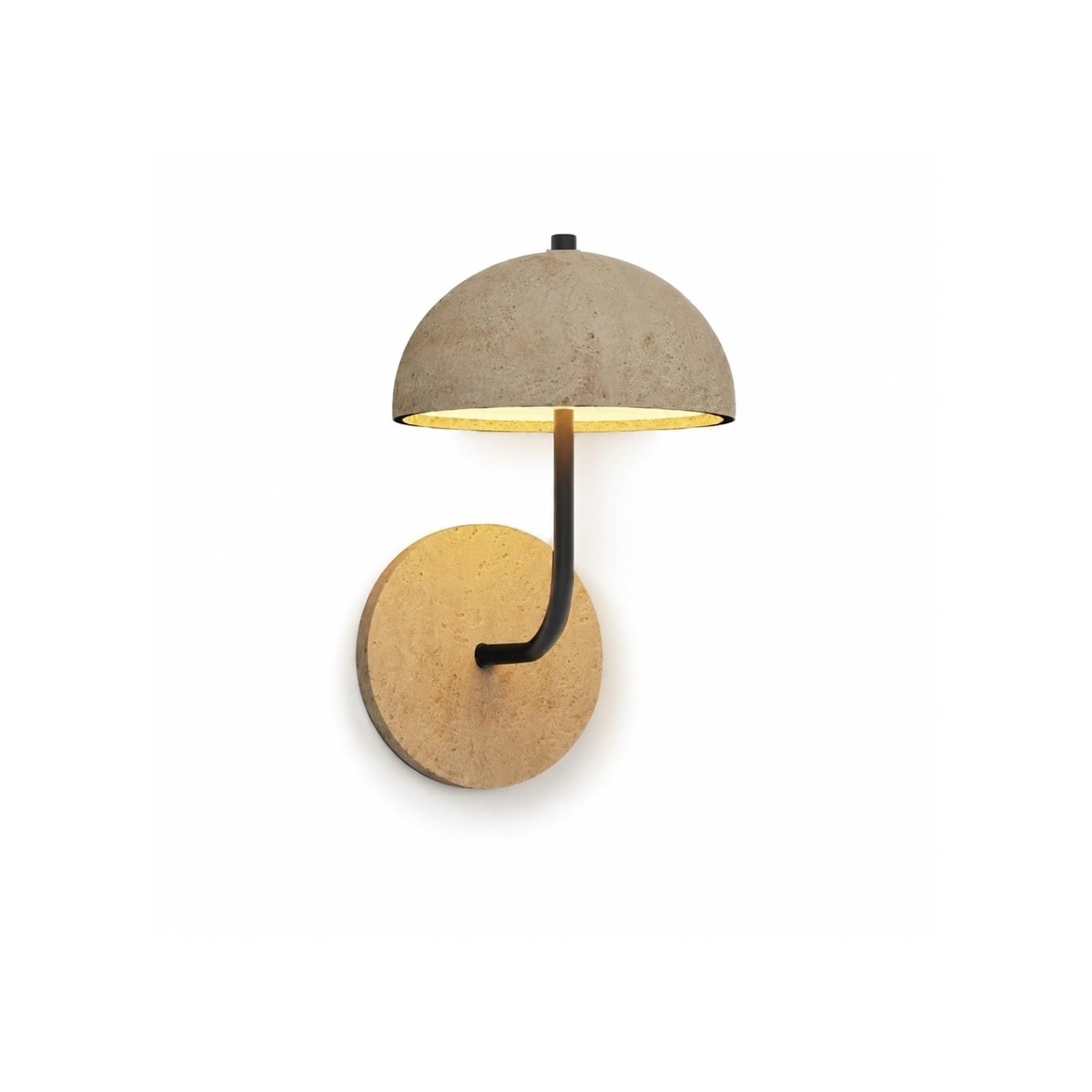 OZBMA European Outdoor Wall Light, Yellow Travertine Stone & Stainless Steel Lantern, Waterproof Exterior Sconce with Dome Shade, LED Porch Lighting Fixtures for Entryway Threshold