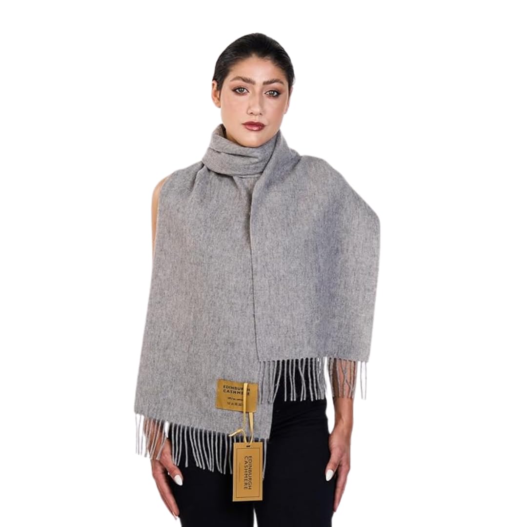 Edinburgh Cashmere Scarf Plain Grey 100% Pure Lambswool